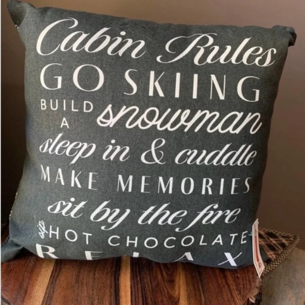 NEW Target Bullseyes CABIN RULES Decorative Throw Pillow, WINTER HOLIDAY DECOR